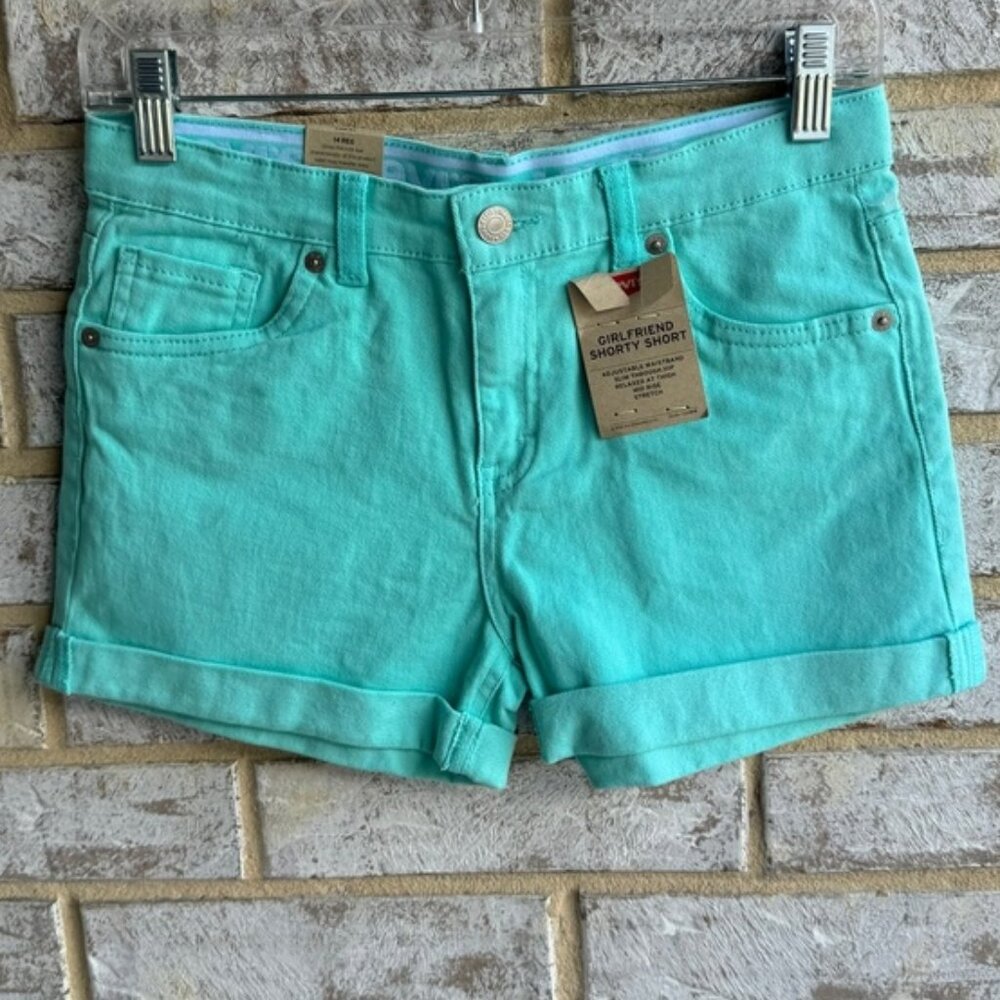 Levi's Turquoise Girlfriend Shorty Denim Shorts